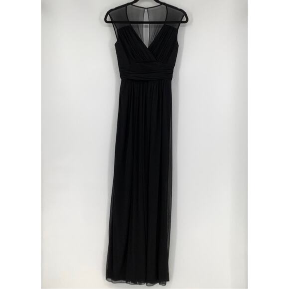 NEW Alfred Sung Size 2 Chiffon Knit Cap Sleeve V-Neck Maxi Dress $231 msrp J3-18 - Picture 2 of 12